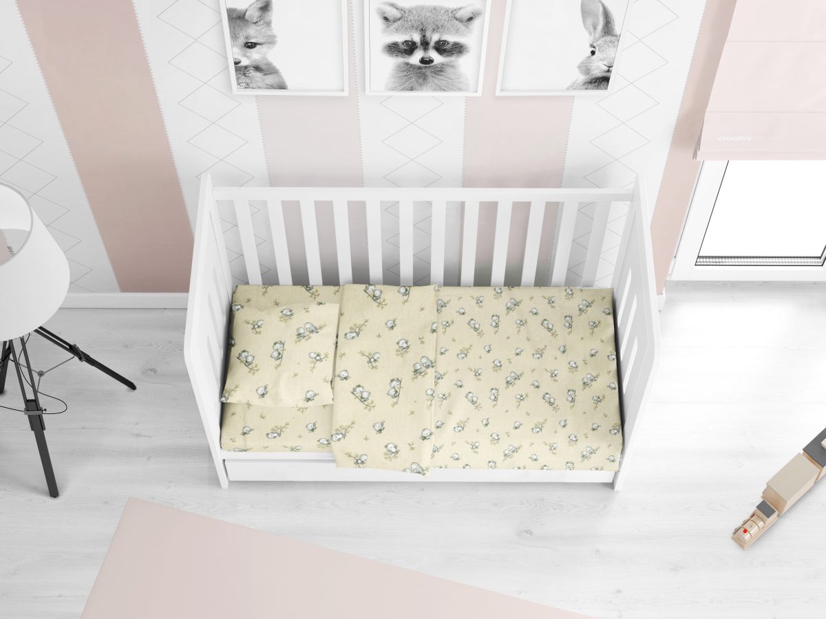 ΠΑΠΛΩΜΑΤΟΘΗΚΗ ΕΜΠΡΙΜΕ bebe Birds 16 120Χ160 Ecru Flannel cotton 100%