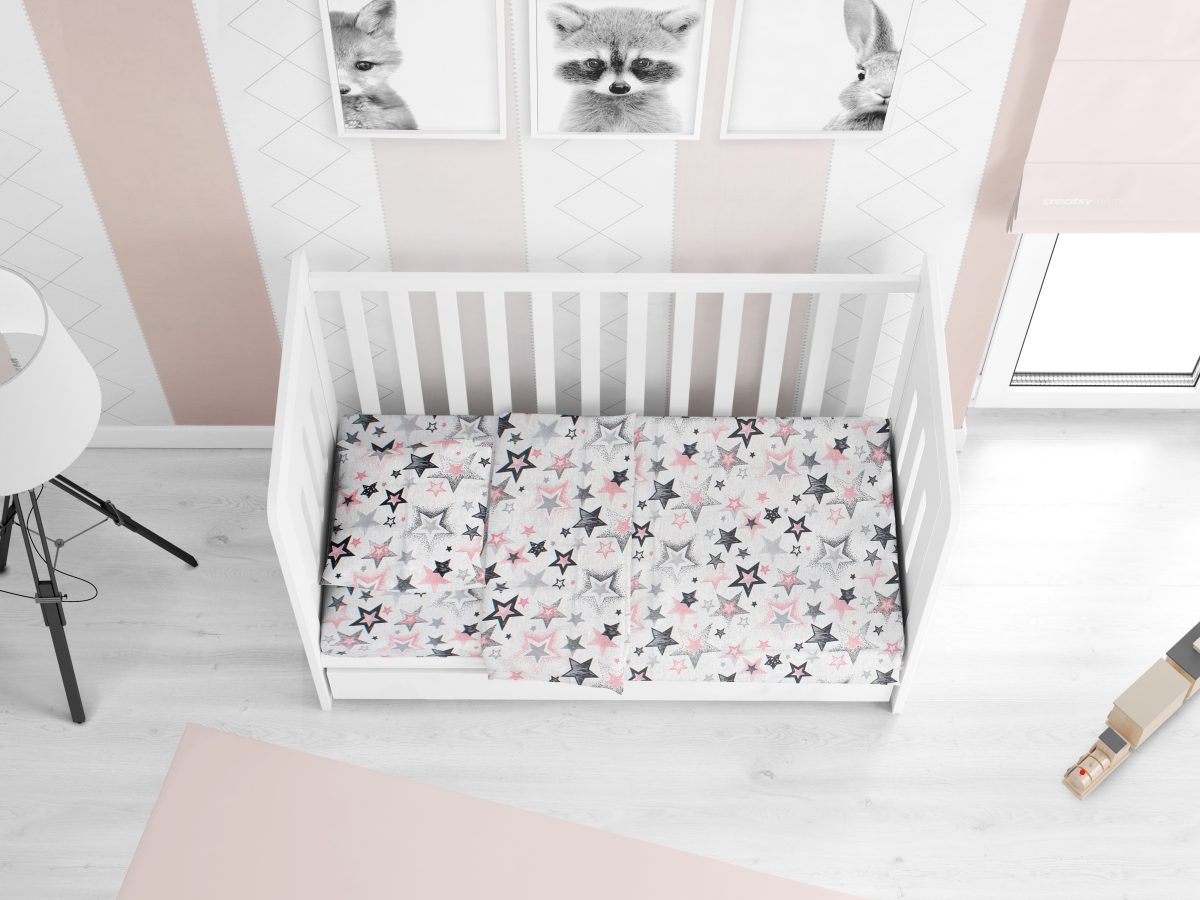 ΣΕΝΤΟΝΙΑ ΕΜΠΡΙΜΕ ΣΕΤ 3 τεμ bebe Star 122 120X160 Grey-Pink Cotton 100%