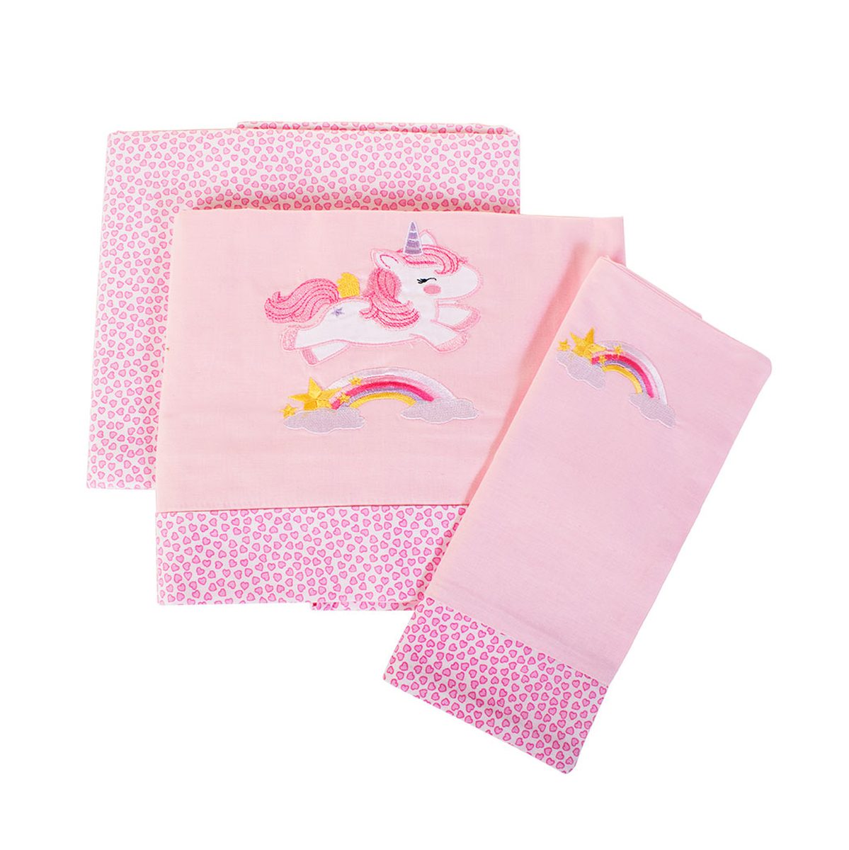 ΣΕΝΤΟΝΙΑ ΣΕΤ 3 τεμ bebe UNICORN 41 120Χ170 ΡΟΖ Cotton 100%