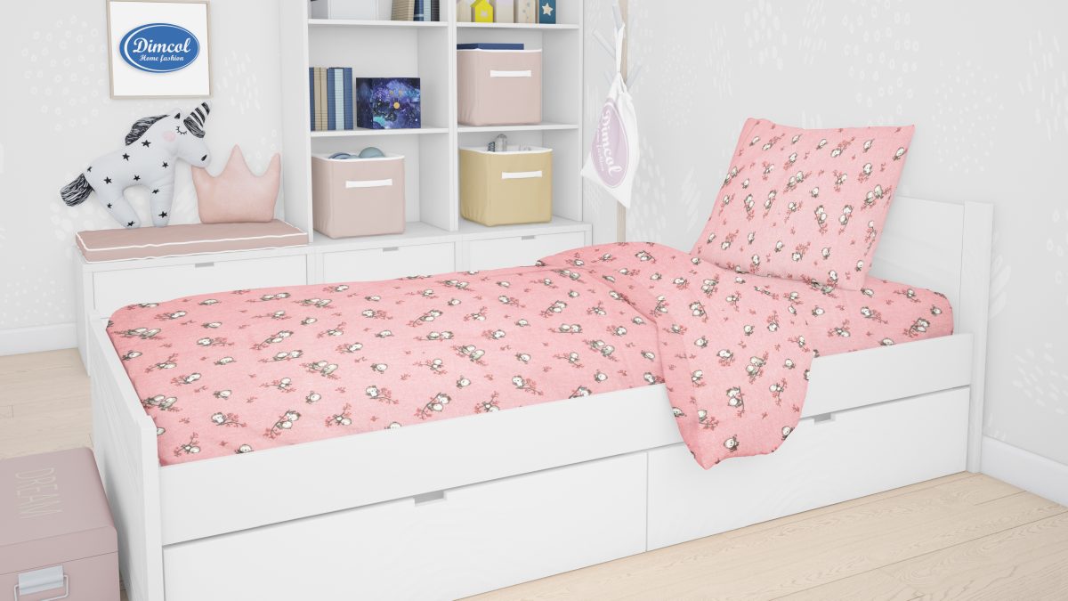 ΠΑΠΛΩΜΑΤΟΘΗΚΗ ΕΜΠΡΙΜΕ kids Birds 15 160Χ240 Pink Flannel cotton 100%