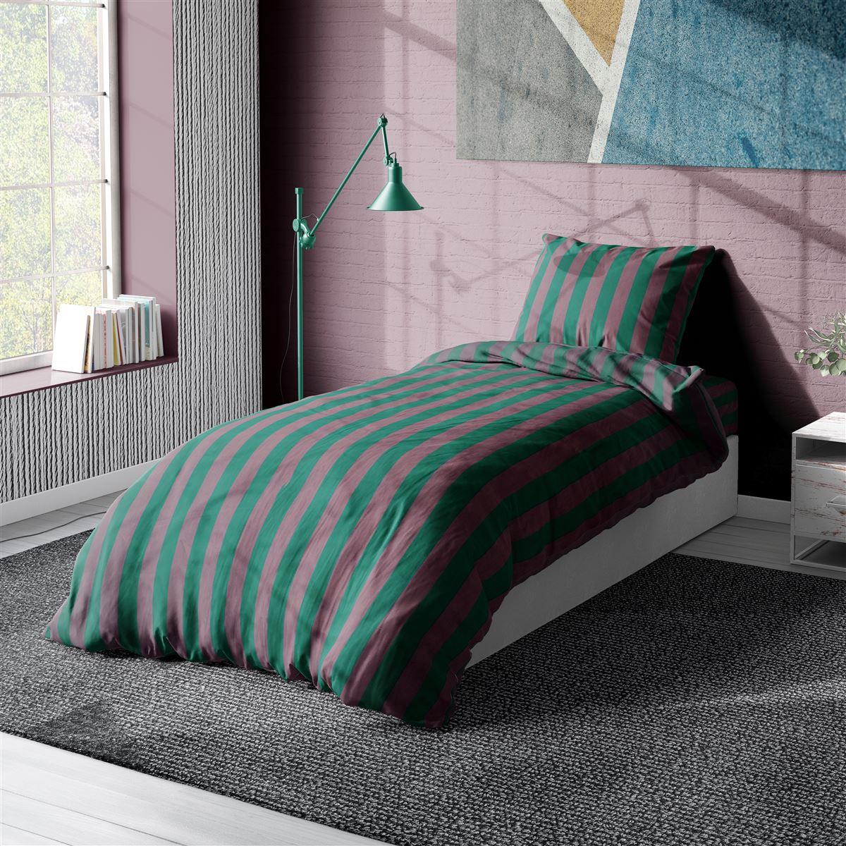 ΣΕΝΤΟΝΙΑ ΒΑΜΒΑΚΟΣΑΤΕΝ ΣΕΤ 3 τεμ. Stripes 156 Green-Antique Pink 160Χ240 Cotton 100%