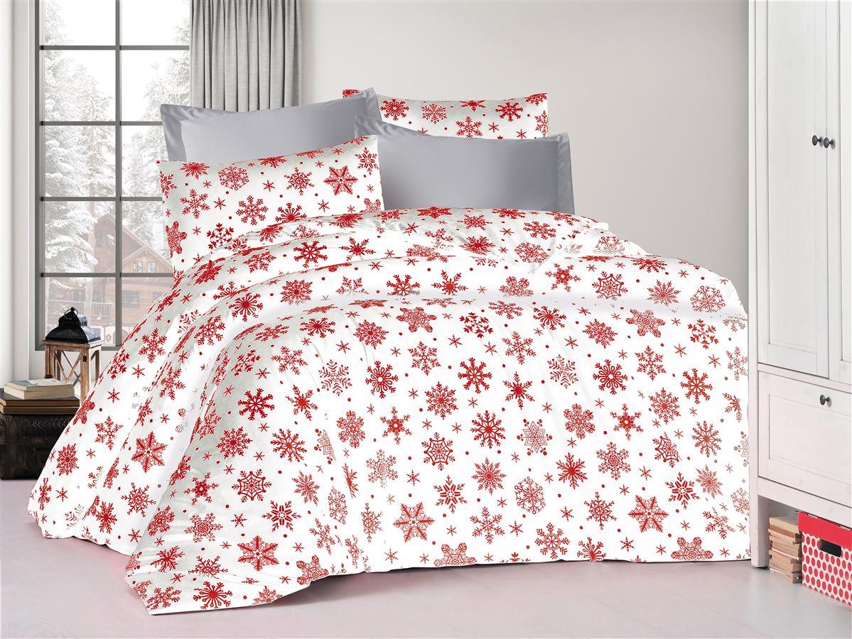 ΠΑΠΛΩΜΑ ΕΜΠΡΙΜΕ Snowflake 462 160X240 White-Red 70/30 Cott/Pol