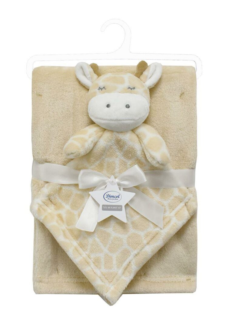 Νάνι-Πανάκι Παρηγοριάς bebe σετ 2 τεμ. Giraffe 05 33X33 & Κουβέρτα Coral Fleece 75X100 cm Beige 100% Polyester