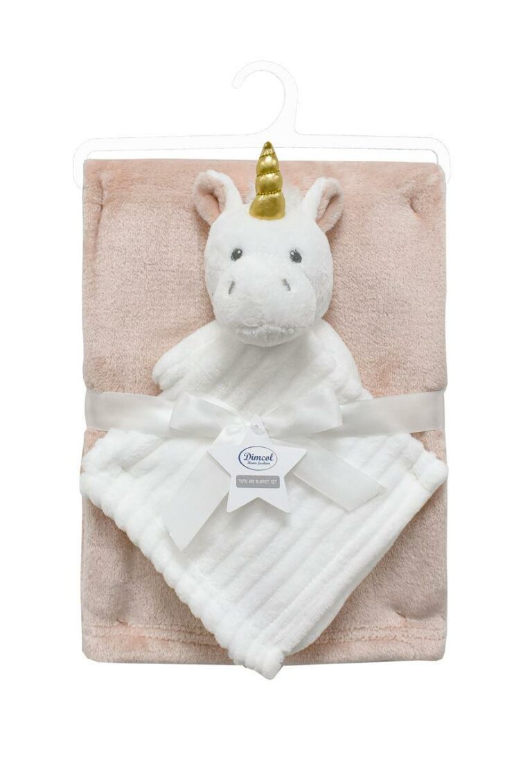 Νάνι-Πανάκι Παρηγοριάς bebe σετ 2 τεμ. Unicorn 06 33X33 & Κουβέρτα Coral Fleece 75X100 cm White-Pink 100% Polyester