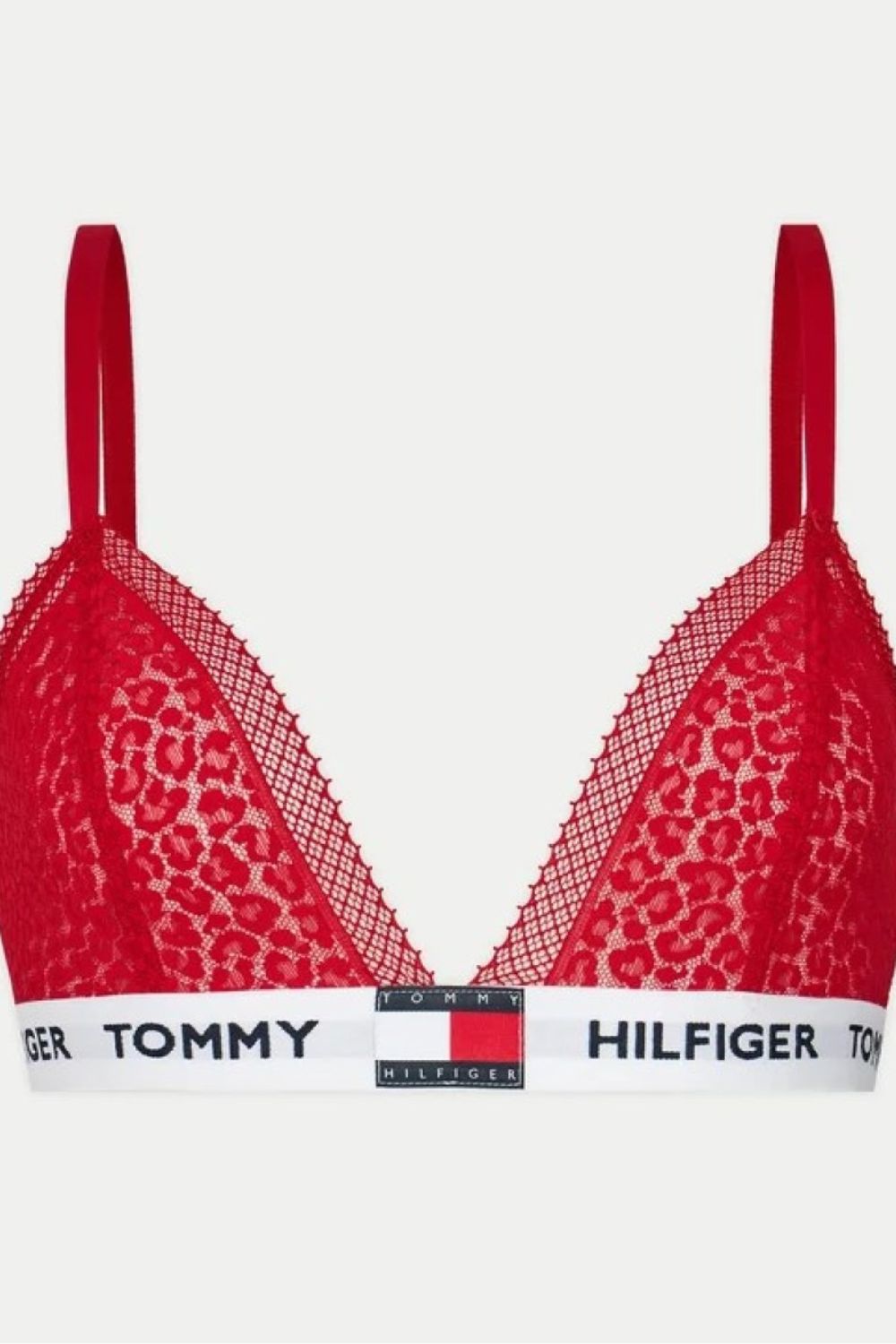  Γυναικείο Bralette Tommy Hilfiger Με Δαντέλα Κόκκινο 2025