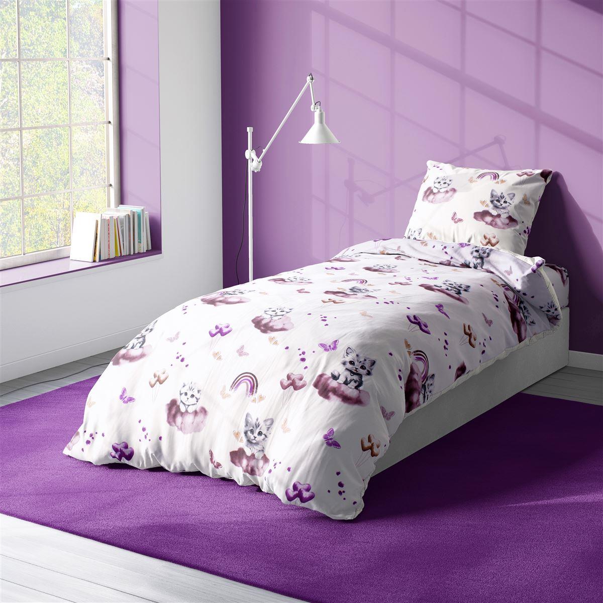 Παπλωματοθήκη Εμπριμέ kids Kitten 561 160X240 Mauve 100% Cotton Παπλωματοθήκη Εμπριμέ kids Kitten 561 160X240 Mauve 100% Cotton