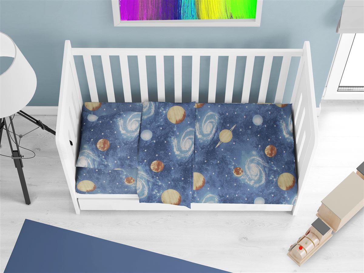 Σεντόνια Εμπριμέ Σετ 3 τεμ bebe Milky Way 185 120X160 Blue 100% Cotton Σεντόνια Εμπριμέ Σετ 3 τεμ bebe Milky Way 185 120X160 Blue 100% Cotton