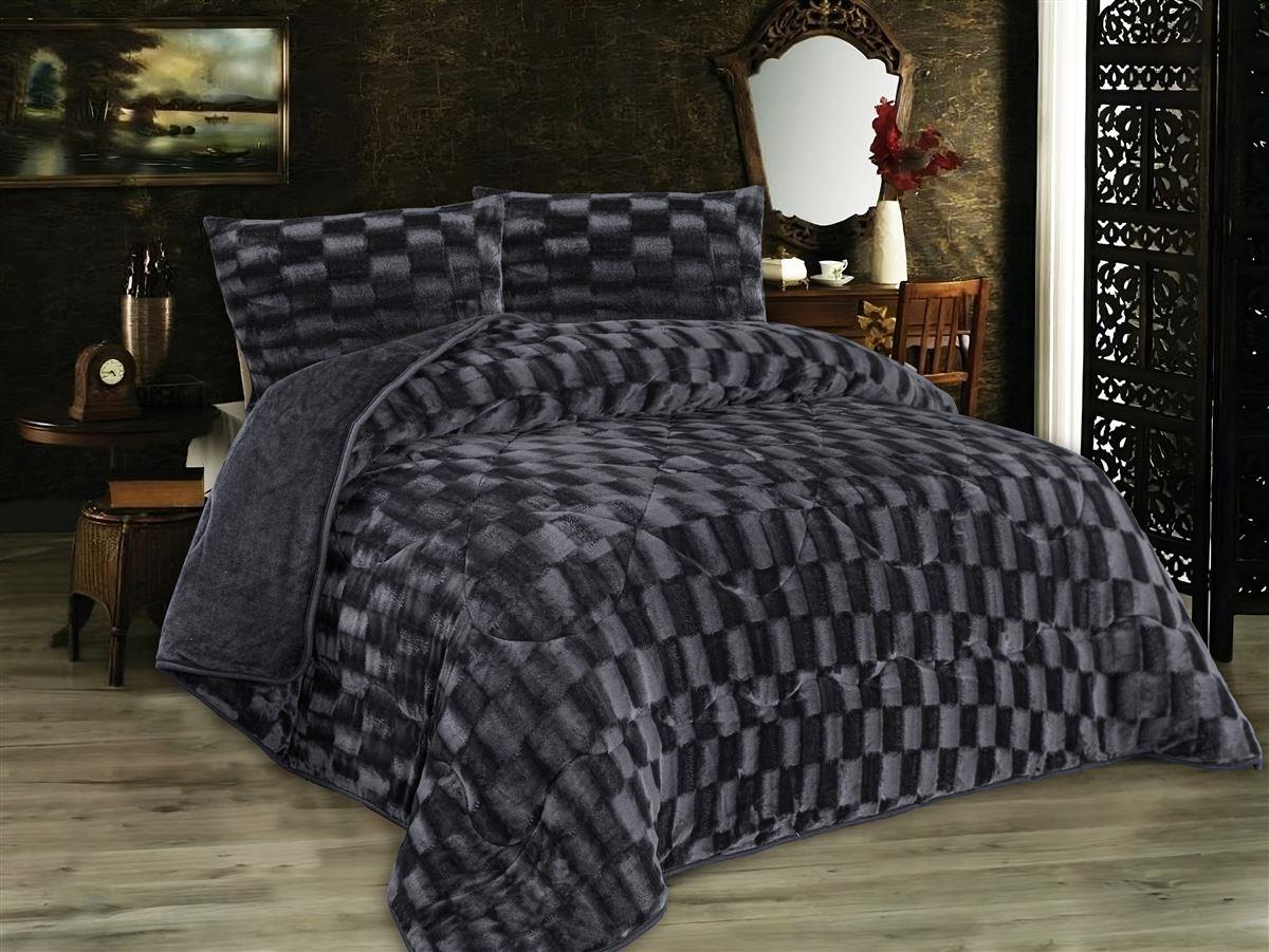 Κουβερτοπάπλωμα με εφέ Fleece 750 gsm 1940 Grey-Black 160X220 100% Polyester Κουβερτοπάπλωμα με εφέ Fleece 750 gsm 1940 Grey-Black 160X220 100% Polyester