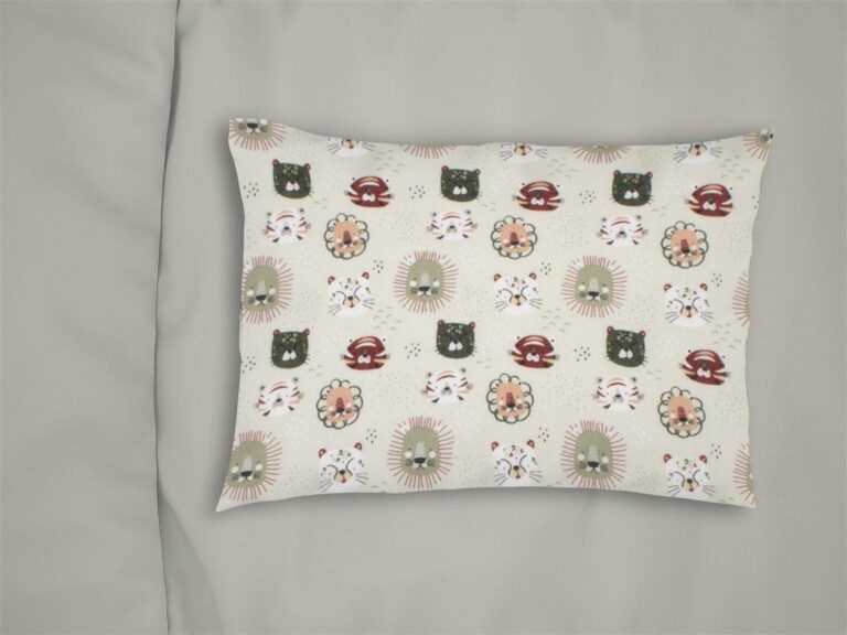 Μαξιλαροθήκη Εμπριμέ kids Big Cats 27 50X70 Light Olive 100% Cotton