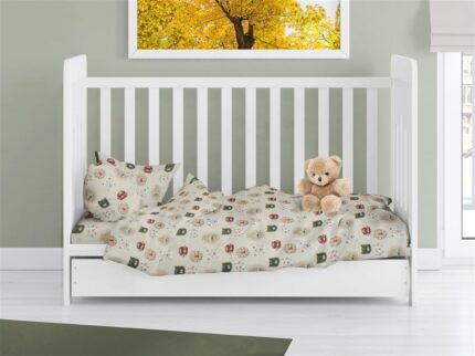 Παπλωματοθήκη Εμπριμέ bebe Big Cats 27 120X160 Light Olive 100% Cotton