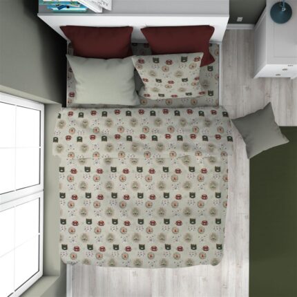 Παπλωματοθήκη Εμπριμέ kids Big Cats 27 160X240 Light Olive 100% Cotton