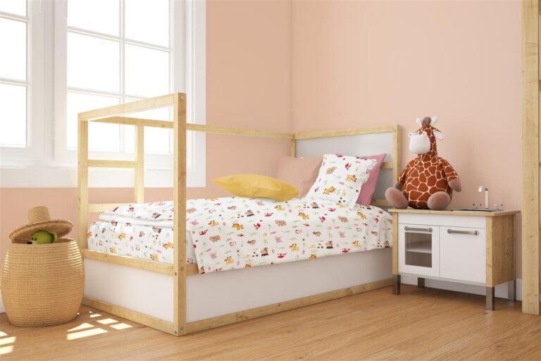 Παπλωματοθήκη Εμπριμέ bebe Forest Animals 571 120X160 White-Pink 100% Cotton