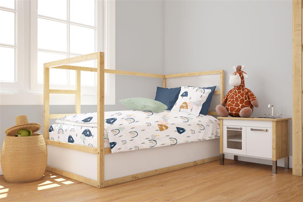 Πάπλωμα Εμπριμέ bebe Rainbow 574 120X160 White-Blue 100% Cotton Πάπλωμα Εμπριμέ bebe Rainbow 574 120X160 White-Blue 100% Cotton