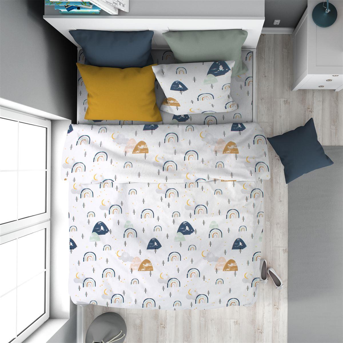 Πάπλωμα Εμπριμέ kids Rainbow 574 160X240 White-Blue 100% Cotton Πάπλωμα Εμπριμέ kids Rainbow 574 160X240 White-Blue 100% Cotton