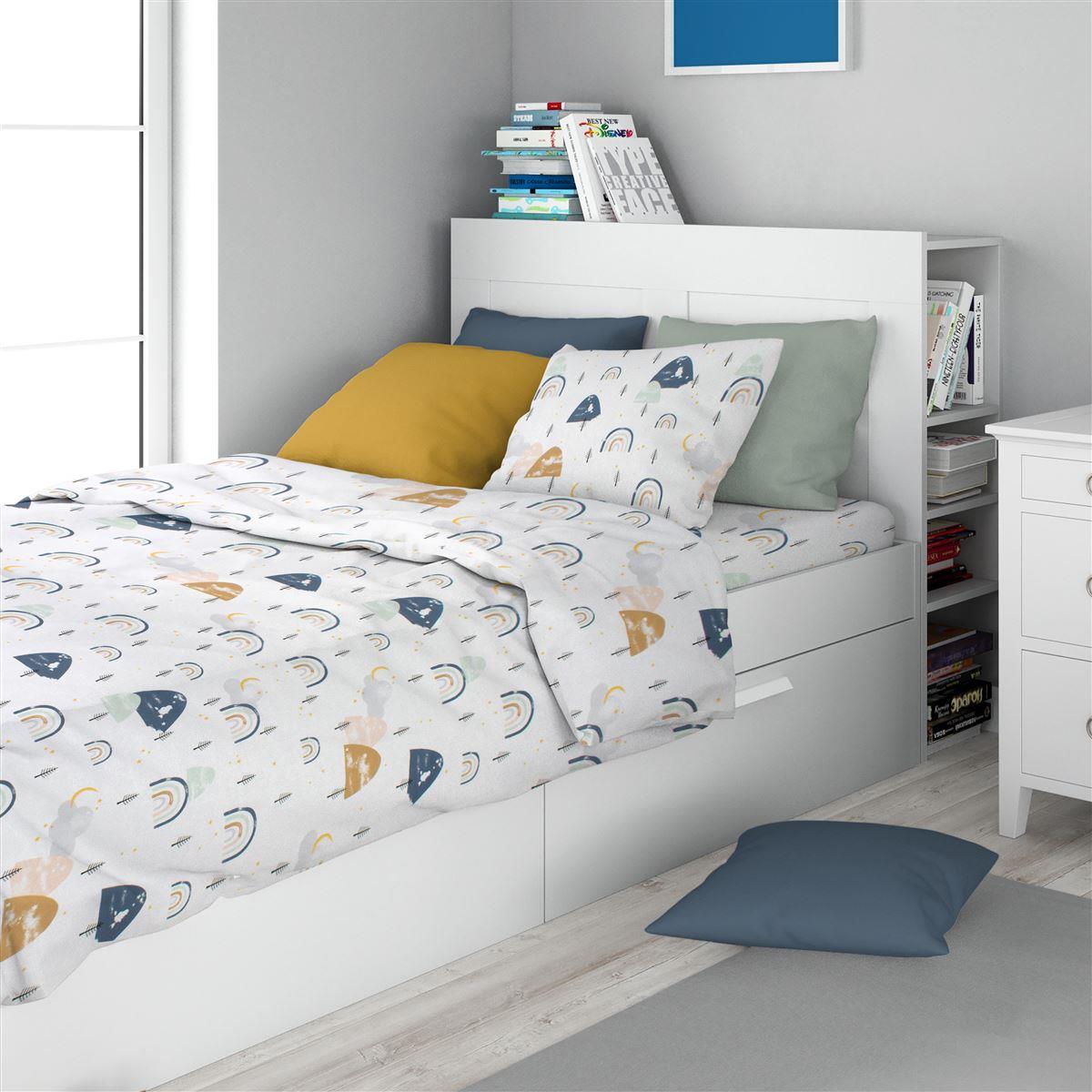 Σεντόνια Εμπριμέ Σετ 3 τεμ kids Rainbow 574 160X240 White-Blue 100% Cotton Σεντόνια Εμπριμέ Σετ 3 τεμ kids Rainbow 574 160X240 White-Blue 100% Cotton