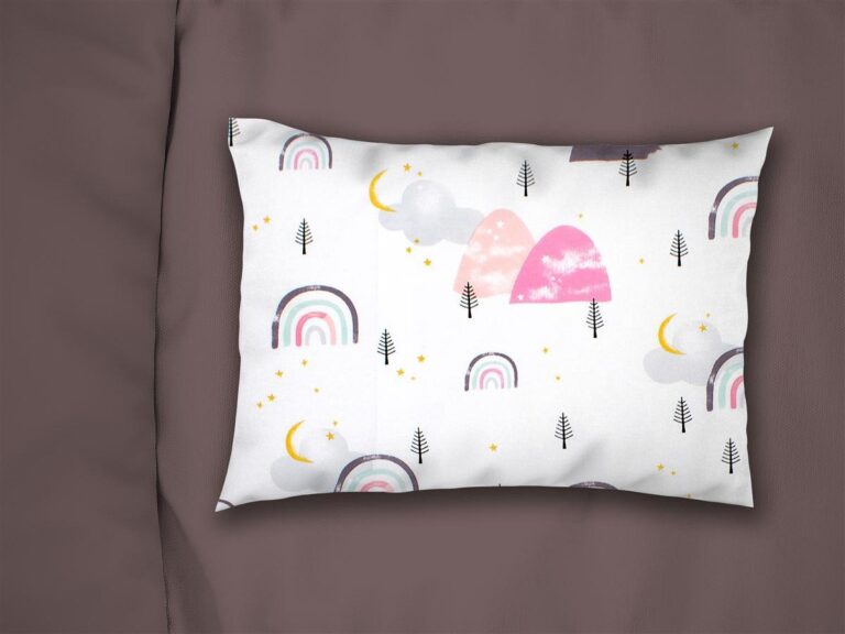 Μαξιλαροθήκη Εμπριμέ kids Rainbow 575 50X70 White-Pink 100% Cotton