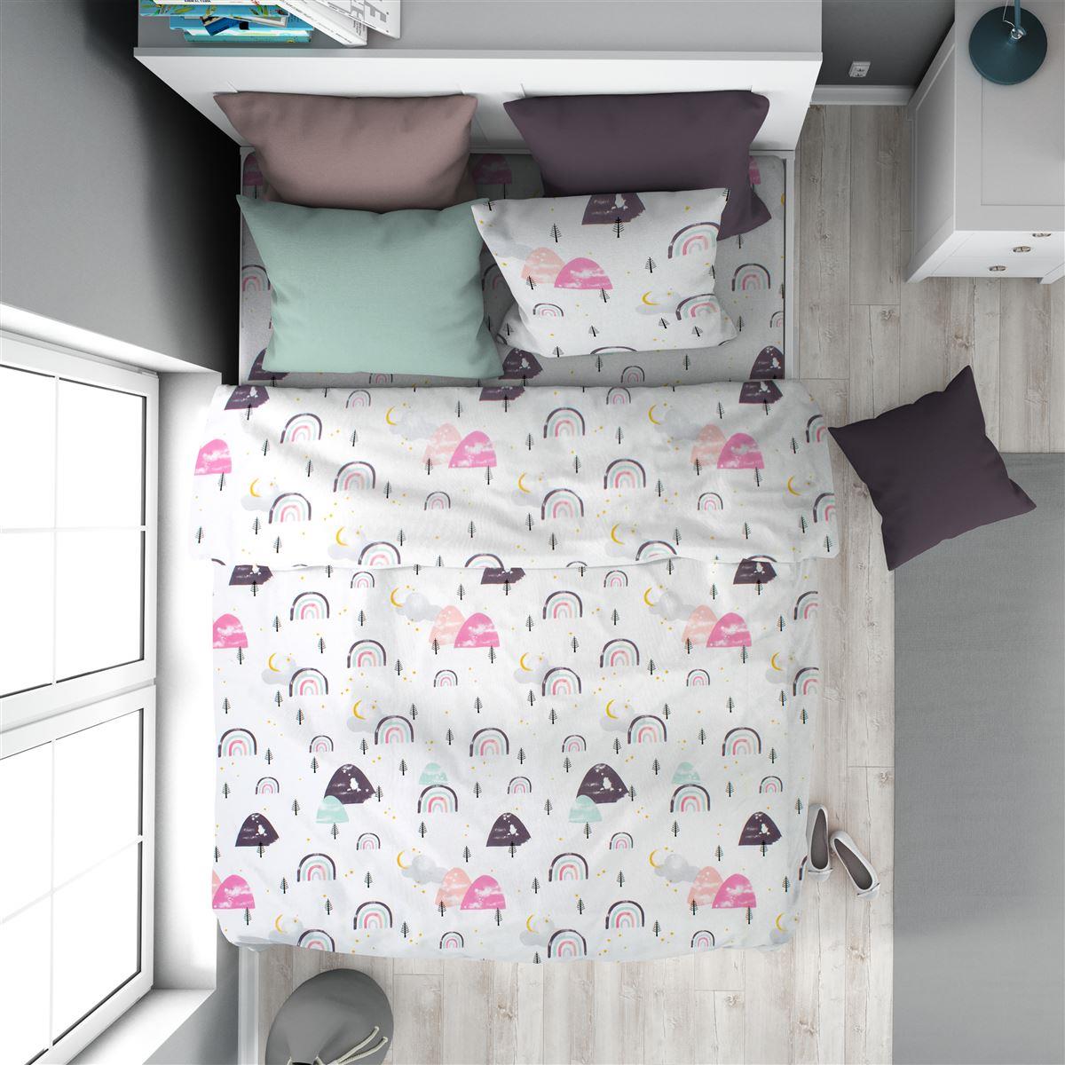Πάπλωμα Εμπριμέ kids Rainbow 575 160X240 White-Pink 100% Cotton Πάπλωμα Εμπριμέ kids Rainbow 575 160X240 White-Pink 100% Cotton
