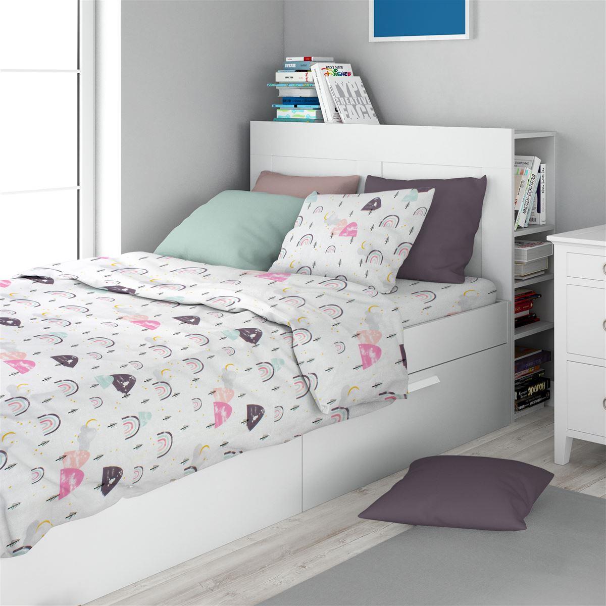 Σεντόνια Εμπριμέ Σετ 3 τεμ kids Rainbow 575 160X240 White-Pink 100% Cotton Σεντόνια Εμπριμέ Σετ 3 τεμ kids Rainbow 575 160X240 White-Pink 100% Cotton
