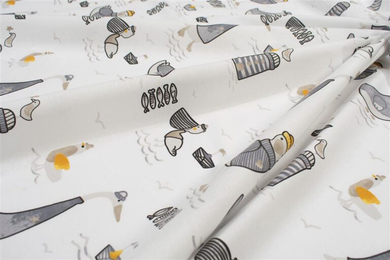 Σεντονάκι Λίκνου bebe Seabirds 578 80X110 White-Grey 100% Cotton