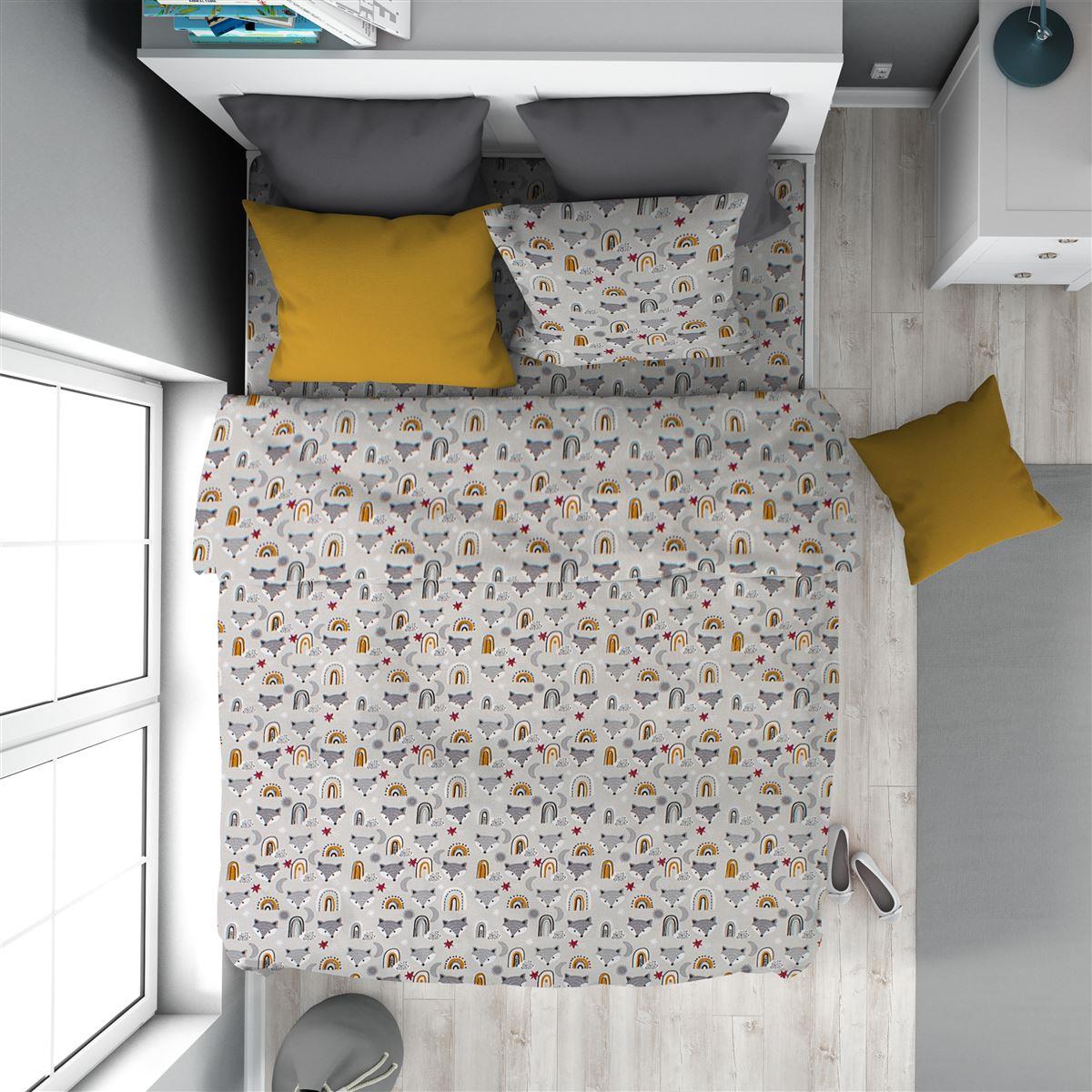 Πάπλωμα Εμπριμέ kids Fox 527 160X240 Grey 100% Cotton Πάπλωμα Εμπριμέ kids Fox 527 160X240 Grey 100% Cotton