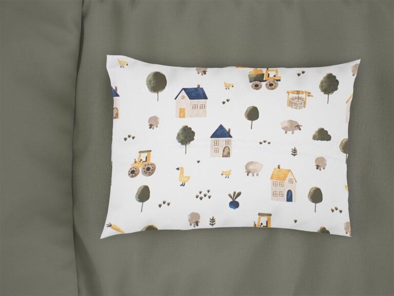 Μαξιλαροθήκη Εμπριμέ bebe Village 579 35X45 White-Green 100% Cotton