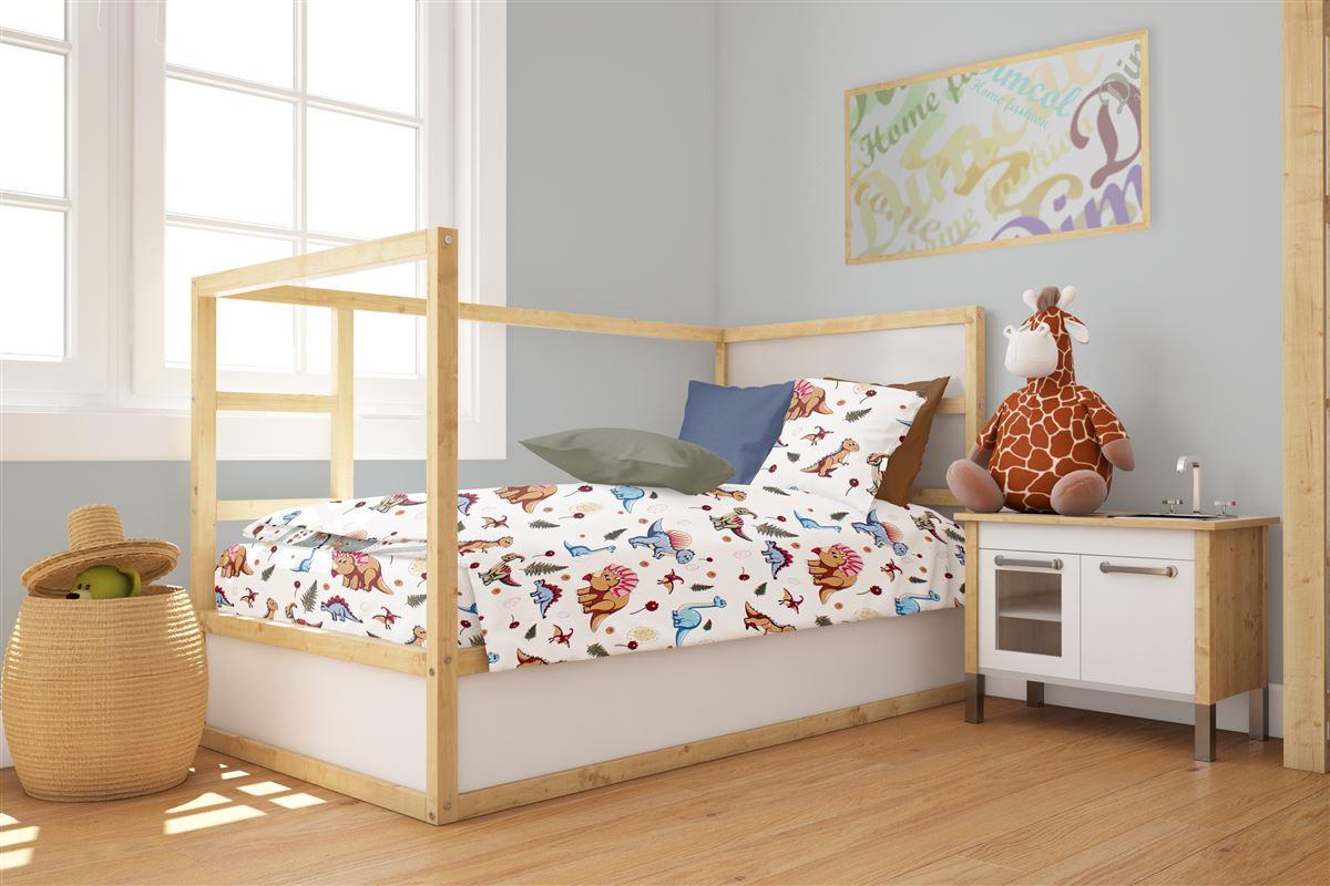 Πάπλωμα Εμπριμέ bebe Dinosaur 519 120X160 White-Blue 100% Cotton Πάπλωμα Εμπριμέ bebe Dinosaur 519 120X160 White-Blue 100% Cotton