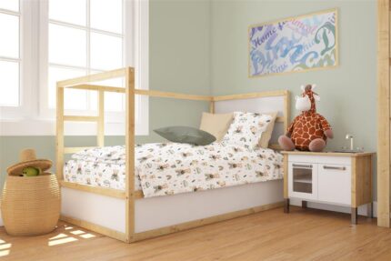 Πάπλωμα Εμπριμέ bebe Cloudy Bear 581 120X160 White-Olive 100% Cotton