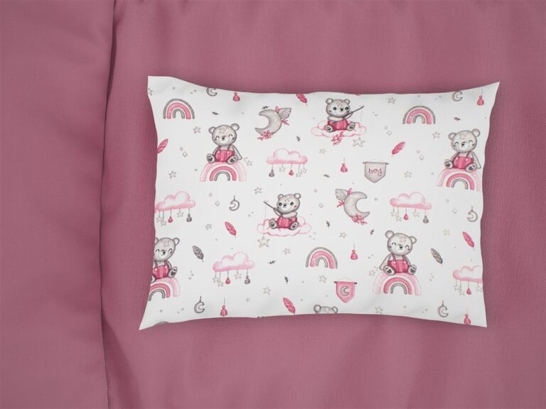 Μαξιλαροθήκη Εμπριμέ kids Cloudy Bear 582 50X70 White-Pink 100% Cotton