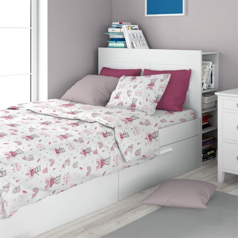 Σεντόνια Εμπριμέ Σετ 2 τεμ kids Cloudy Bear 582 160X240 White-Pink 100% Cotton