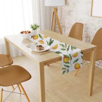 Τραβέρσα Αλέκιαστη Oranges 474 40X180 White-Orange 70/30 Cott/Pol