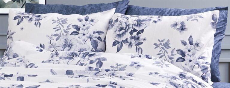 Μαξιλαροθήκη Εμπριμέ Βερονίκη 486 50X70 White-Blue 70/30 Cott/Pol