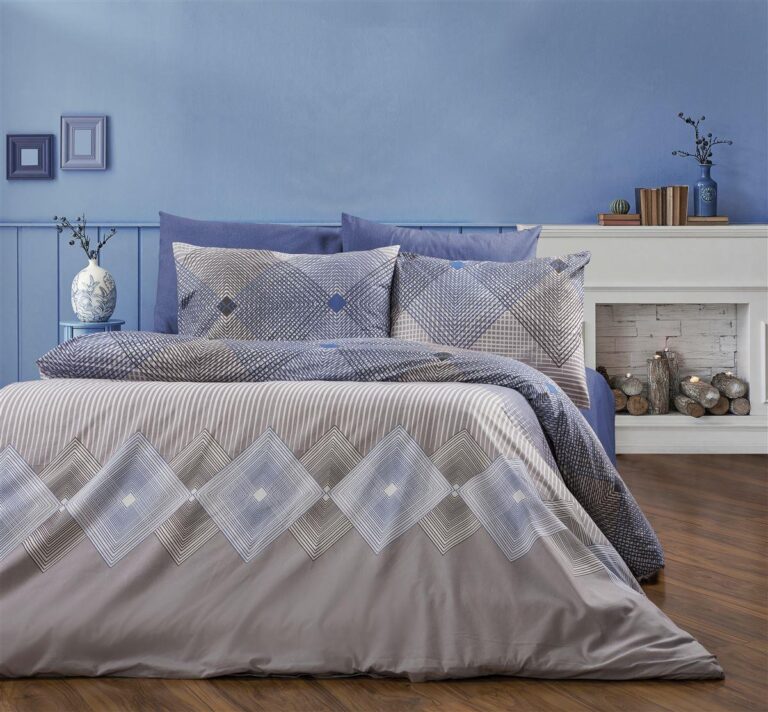 Σεντόνια Εμπριμέ Σετ 4 τεμ Καλλιρόη 604 240X270 Grey-Blue 70/30 Cott/Pol