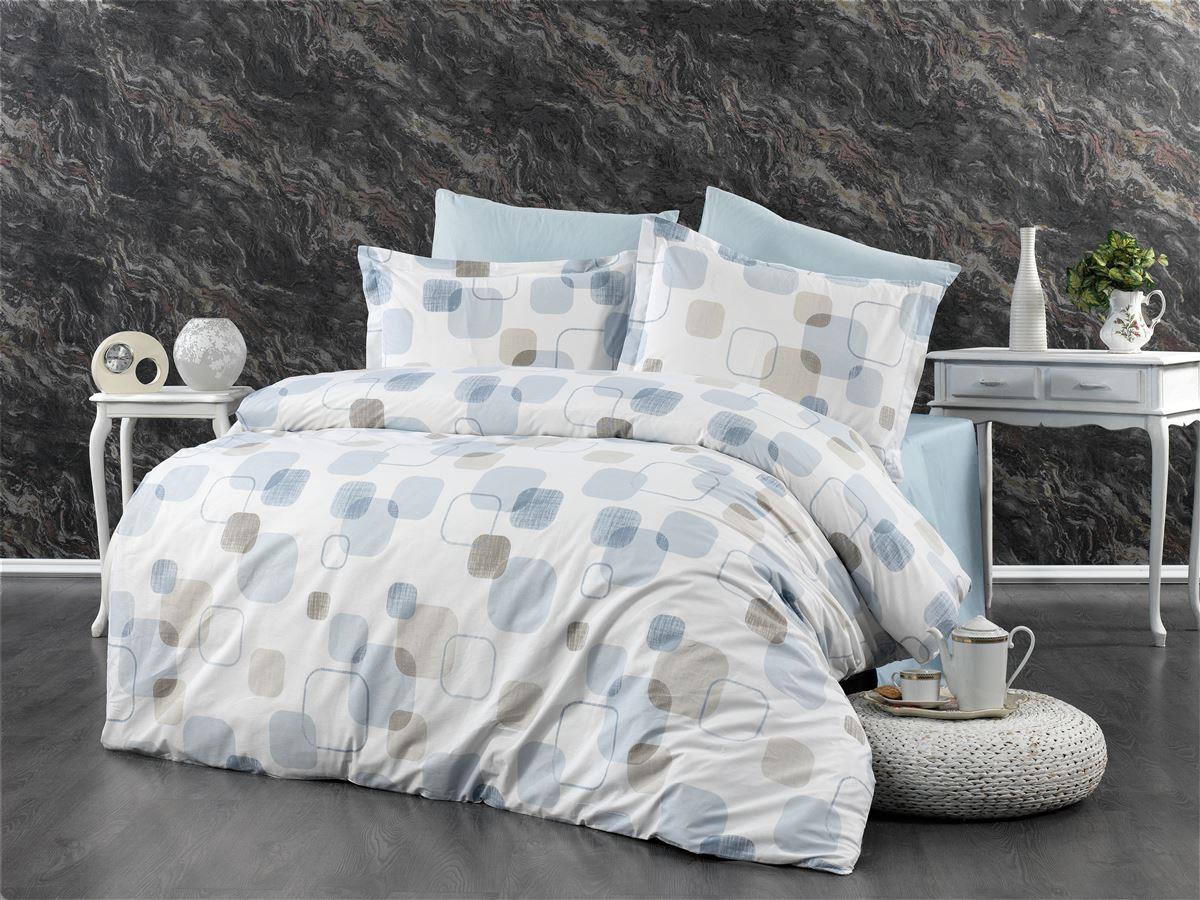 Σεντόνια Εμπριμέ Σετ 4 τεμ Μελίνα 707 240X270 White-Light Blue 100% Cotton Σεντόνια Εμπριμέ Σετ 4 τεμ Μελίνα 707 240X270 White-Light Blue 100% Cotton