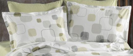 Μαξιλαροθήκη Εμπριμέ Μελίνα 708 50X70 White-Olive 100% Cotton