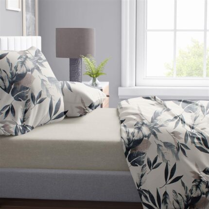 Σεντόνια Εμπριμέ Σετ 4 τεμ Ευριδίκη 710 220X240 Ecru-Black 100% Cotton