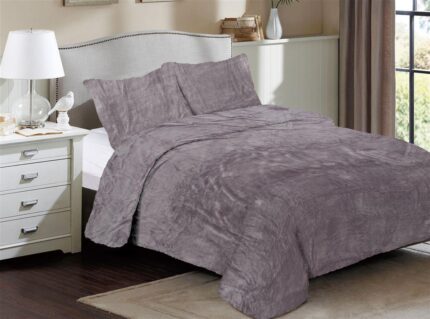 Κουβέρτα Coral Fleece Solid 06 220X240 Grey 100% Polyester