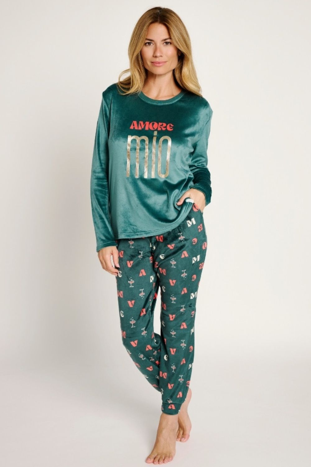 gynaikeia-pitzama-muydemi-coral-fleece-amore-mio Γυναικεία Πιτζάμα Muydemi Coral Fleece "Amore Mio" - Image 1