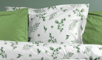 Μαξιλαροθήκη Εμπριμέ Μυρτώ 351 50X70 Green 100% Cotton Flannel