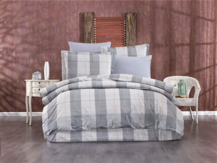 Παπλωματοθήκη Εμπριμέ Αντιγόνη 339 220X240 Grey 100% Cotton Flannel