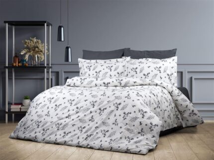 Παπλωματοθήκη Εμπριμέ Μυρτώ 350 160X240 Grey 100% Cotton Flannel