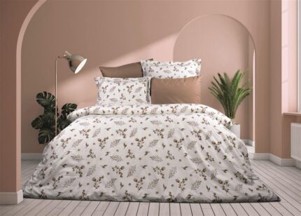Παπλωματοθήκη Εμπριμέ Μυρτώ 352 160X240 Beige 100% Cotton Flannel
