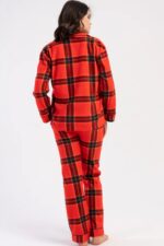 Γυναικεία Πιτζάμα Vienetta Fleece Καρό Με Κουμπιά - Image 3