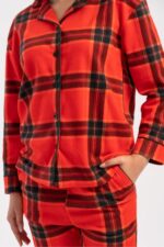 Γυναικεία Πιτζάμα Vienetta Fleece Καρό Με Κουμπιά - Image 2