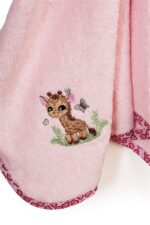 Κάπα Με Κέντημα bebe Giraffe 171 75X85 Pink 100% Cotton - Image 2