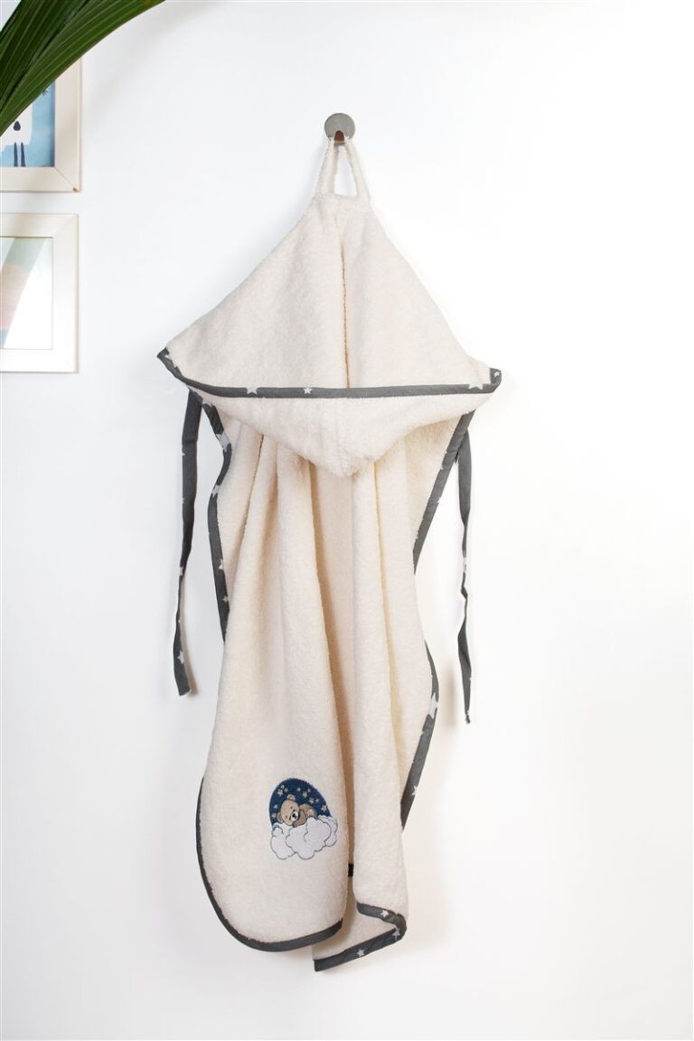 Κάπα Με Κέντημα bebe Cloudy Bear 177 75X85 Ecru-Grey 100% Cotton
