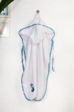 Κάπα Με Κέντημα bebe Dinosaur 180 75X85 White-Sky Blue 100% Cotton