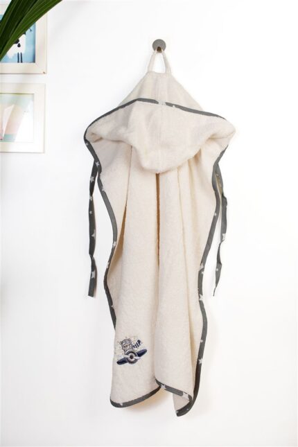 Κάπα Με Κέντημα bebe Aviator 185 75X85 Ecru-Grey 100% Cotton