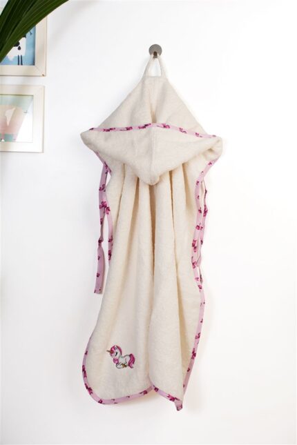 Κάπα Με Κέντημα bebe Unicorn 189 75X85 Ecru-Pink 100% Cotton