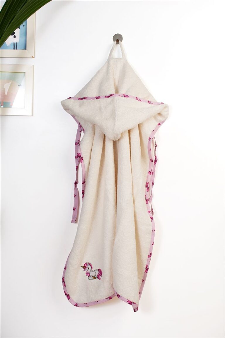 Κάπα Με Κέντημα bebe Unicorn 189 75X85 Ecru-Pink 100% Cotton