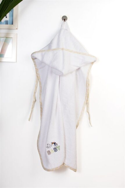 Κάπα Με Κέντημα bebe Stork 193 75X85 White-Yellow 100% Cotton